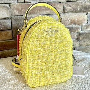 NEW✨Kate Spade Yellow Tweed Convertible Backpack